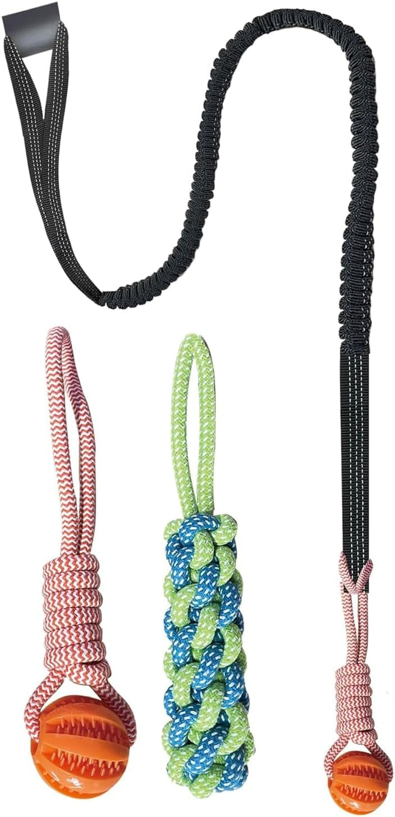 Interactive Dog Toys Tug of War Dog Toy for Small/Medium/Large Dogs,Teething Rope for Teeth Cleaning,Puzzle Ball for Chewing,Dog Bungee Tug Toy Kit, Blue